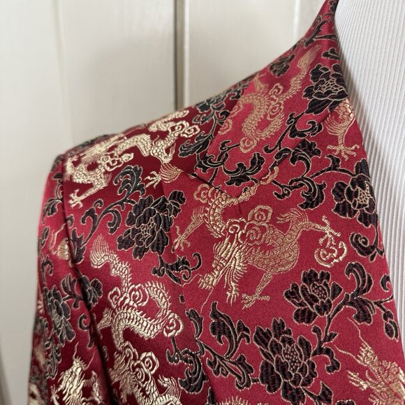 TALLIA 42L Orange Men's Slim-Fit Red/Gold Floral Dragon Evening Jacket Blazer - Picture 2 of 8
